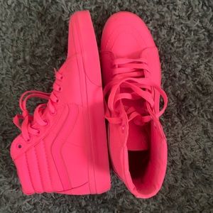 Neon Pink Hightop Vans Sz 8.5 Women’s
